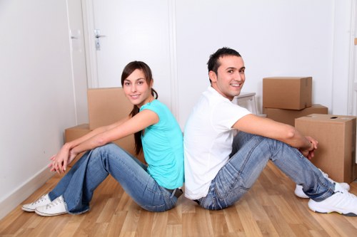 Local moving truck helping with flat and house moves